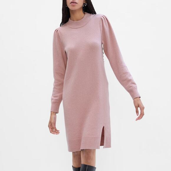 Gap NEW Soft & Stretchy Mock-Neck Long Slv Sweater Dress in Mauve Mist XXL - Picture 1 of 10